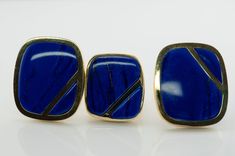 Sleek sellouts! 🤓. Order Blue Lapis Lazuli Ring & Earrings Set, 18K Gold at $2650.00 #BlueRing #VintageEarrings #LapisLazuliRing #VintageRing #LapisEarrings #LapisLazuliSet #LapisRing #BlueEarrings #GoldRing #BlueLapis Evening Earrings, Earrings Square, Tiffany Earrings, Lapis Earrings, Lapis Lazuli Jewelry, Unusual Rings, Lapis Ring, 18k Gold Earrings, Blue Ring