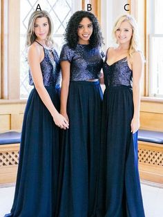 2 Piece Cheap Sequins Navy Blue Maxi Mismatched Bridesmaid Dresses with Sleeves PB10114-SheerGirl Two Piece Bridesmaid, Two Piece Bridesmaid Dresses, Ombre Bridesmaid Dresses, Bridesmaid Blue, Bridesmaid Dresses 2018, Navy Blue Bridesmaid Dresses, Bridesmaid Dresses With Sleeves, Sequin Bridesmaid, Custom Bridesmaid Dress