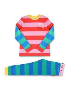 Activewear Set By Stella Mccartney Kids. Featuring: Set Composed By Long-sleeved T-shirt And Pants. 1) Long-sleeves Multicolored Stripe T-shirt: Crewneck Long-sleeves Stella Mccartney Logo At Chest Alternating Stripes 2) Pants: Rainbow Stella Mccartney Logo Tape At Elasticised Waistband Alternating Stripes Slim, Stretch Fit Contrasting CuffsComposition: 92% polyester, 8% elastane | Stella McCartney Kids Activewear Set Girls | FW23/24 Sleep Print, Product Photoshoot, T Shirt And Pants, Kids Activewear, Stella Mc, Stripe T Shirt, Kenzo Kids, Activewear Sets, Kids Sleep