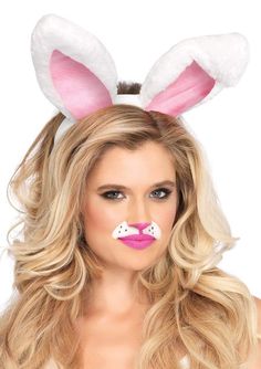 color_white Bunny Makeup Halloween, Cute Bunny Costume, Rabbit Ears Headband, Bunny Ears And Tail, Diy Face Paint, Easter Bunny Costume, Bunny Ears Headband, Cartoon Costumes, Special Fx Makeup