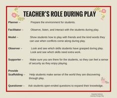 teacher's role during play