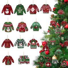 christmas sweater ornament ornaments hanging from a tree