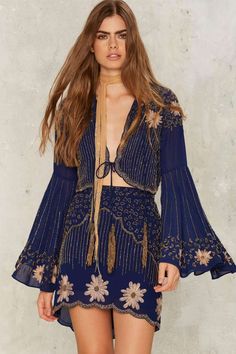 Nasty Gal Collection Bead Your Love Scalloped Skirt - Clothes | Two Piece Sets | Nasty Gal Collection | Fall Bohemia Tassel Jacket, Scalloped Skirt, Leather Pleated Skirt, Beaded Jacket, Embroidery Suits, Looks Chic, 70s Fashion, Fashion Inspo Outfits, Boho Chic