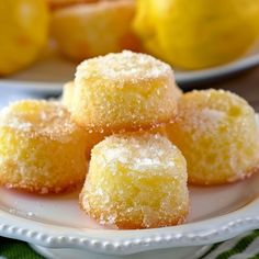 MINI LEMON DROP CAKES Lemon Cake Bites, Drop Cake, Cake Shots, Cookies Ice Cream, Grandma's Recipes, Mini Bolo, Lemon Bundt Cake, Mini Bundt, Mini Bundt Cakes