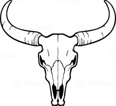 a bull's skull with large horns and long horned horns on the side