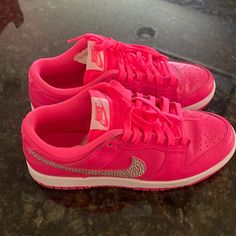 Rhinestone Custom Size 8 Women’s Worn Once Comes With Box Hot Pink Super Awesome Lots Of Compliments ! Nike Dunk Lows, Dunk Lows, Size 8 Women, Shoes Nike, Nike Dunk, Nike Dunks, Custom Sizing, Nike Shoes, Nike Women