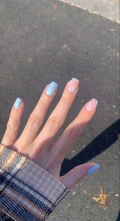 Baby Blue Nails, Blue Acrylic Nails, Work Nails, Short Square Acrylic Nails