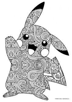 a black and white drawing of a rabbit with swirls on it's body