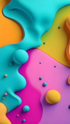 an abstract background with different colors and shapes on the bottom half of the image is blue, yellow, pink, purple, and orange