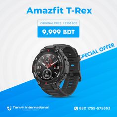 an advertisement for a smart watch with the text amazonit t - rex on it