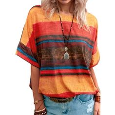 Description: Condition: 100% Brand New and High Quality Gender: Women Woman, Ladies Lady, Female Style: Women Casual Tops, Women Tops, Women Stripe Gradient T-Shirt, Ladies T Shirt, Ladies Blouses Color: Gray, Red, Yellow, Blue, Orange, Violet, Lake Blue(Optional) Size: S, M, L, XL, XXL, 3XL, 4XL (Follow the size chart to select please) Material: 100% Polyester Length: Hips Length Neckline: Crew Neck Sleeve Length: Short Sleeves Season: Spring, Summer Pattern Type: Stripe Gradient Occasions: Cas Summer Gradient, Cooler Style, Harajuku Women, Mode Casual, Sleeves Clothing, Solid Clothes, Color Shorts, Striped Fabrics, Rainbow Stripes