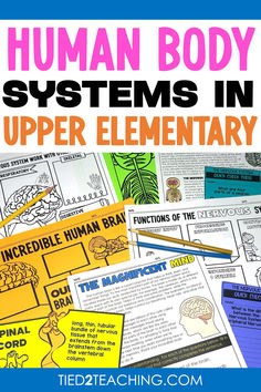 the book human body systems in upper elementary and middle school students with text overlay