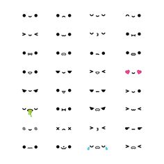 an image of different types of eyes and nose shapes on a white background with black dots