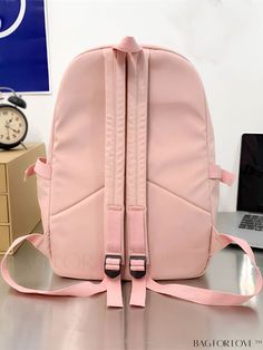 BagForLove - Versatile Patch Detail Backpack for Graduate Students Across High School, College & University Product Description Color Pink Strap Type Adjustable Composition 100% Nylon Pattern Type Letter Bag Size Medium Material Polyamide Style Preppy Closure Type Zipper Type Classic Backpack Size Chart INCH CM Handle Height Strap Length Bag Height Bag Width Bag Length 3.5 inch 35.4 inch 17.3 inch 5.9 inch 12.2 inch Handle Height Strap Length Bag Height Bag Width Bag Length 9 cm 90 cm 44 cm 15 c School Backpack In Nylon, Large Capacity Nylon Backpack In Pink, Large Capacity Pink Nylon Backpack, Pink Nylon Backpack For Students, Pink Nylon Backpack, Pink Nylon Bag With Adjustable Straps, Trendy Pink Nylon Backpack, Pink Nylon Backpack For Daily Use, Pink Rectangular Nylon Backpack