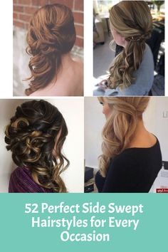 Hairstyle Pulled To One Side, How To Side Swept Hairstyles, Curly Hair To The Side Wedding, Side Hairdos For Long Hair, Long Hair Side Swept Hairstyles, Side Style Updo, Half Up Half Down Hair Side Swept, Off To Side Updo, One Side Back Hairstyle Wedding