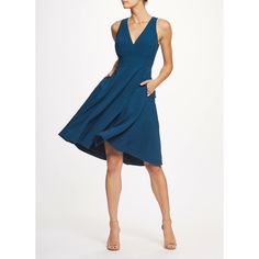 The Catalina is a crepe cocktail dress with a fit and flare silhouette and a v-neckline that flatters all body shapes. The bodice is fitted and tapers in to hug the waist, and the knee-length skirt is playful but polished. This sleeveless dress has modest straps wide enough to cover the shoulders and two side pockets. Chic Sleeveless V-neck Dress With Flattering Silhouette, V-neck Midi Dress With Fitted Bodice, Knee-length Dresses With Flattering Cut For Cocktails, Knee-length Cocktail Dress With Flattering Cut, Knee-length Sleeveless Dress With Fitted Bodice For Cocktail, Flattering Knee-length Cocktail Dress, Flattering Cut Knee-length Cocktail Dress, Chic Midi Dress With V-neck And Flattering Cut, Evening Midi Dress With Flattering Cut And V-neck