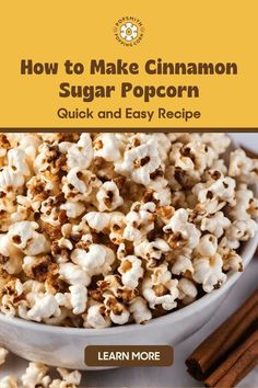 Want to try making cinnamon popcorn for a cozy at-home date night? Just follow our DIY cinnamon popcorn recipe. We'll walk you through each step, from making a mouthwatering cinnamon popcorn seasoning to cooking stovetop popcorn using a home popcorn popper. Check out the full cinnamon popcorn recipe and other gourmet popcorn recipes on the Popsmith blog today. | movie snacks Sweet Popcorn Recipes