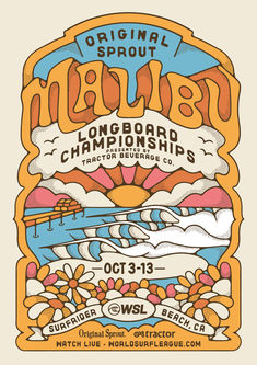 a poster for the longboard championships with an image of a boat in the water