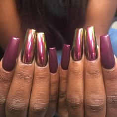 Black Chrome Nails, Purple Chrome Nails, Red Chrome Nails, Gold Chrome Nails, Reflective Nails, Brown Acrylic Nails, Pink Chrome Nails, Chameleon Color, Chrome Nail Powder