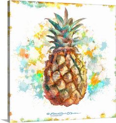 a painting of a pineapple on a white background