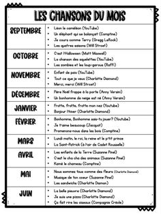 the french language list for children's books with pictures and words in black and white