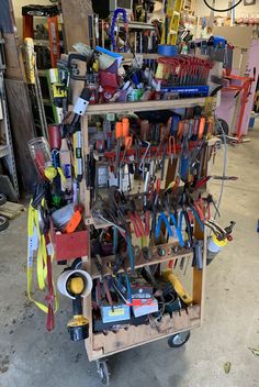 a cart filled with lots of different tools