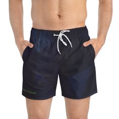 Nothing can swoosh down the summer heat like a dive into the sea - or into the nearest pool. These 'Aloha Pickles' Navy Blue Abstract Men's swim trunks are here! These swim trunks will help any man conquer the summer season in custom style with Aloha Pickles! .: Material: 100% polyester .: Mesh-lined side pockets .: Extra light fabric (3.54 oz/yd² (120 g/m .: Fast-dry fabric .: Mesh basket lining  .: Printed care label inside .: Drawstring waist Sporty Navy Swim Trunks For Pool, Navy Beachwear Shorts For Pool, Navy Swimwear For Summer Sports, Short Swim Trunks With Pockets For Water Sports, Sporty Navy Swim Trunks For Beach Season, Sporty Navy Swim Trunks For Beach, Navy Swimwear For Surfing In Summer, Blue Athletic Beachwear Shorts For Water Sports, Blue Athletic Shorts For Water Sports, Beachwear Style