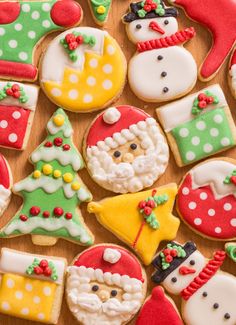 decorated christmas cookies arranged on a table