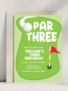 Par Three Third Birthday Theme Invite Idea | Golf Theme Birthday Party Third Birthday, Hole In One, 3rd Birthday, Editable Template, Birthday Celebration, Birthday Party, Golf, Digital Download, Birthday