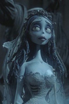 the corpse bride doll is dressed in white