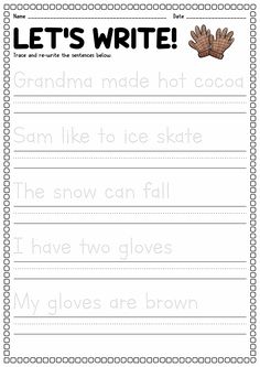 the worksheet for writing words and pictures to help students learn how to write