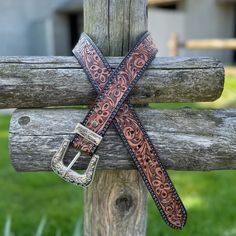 #ad Premium Genuine Leather Belt - Western Style, Floral Hand Tooled with Removable Buckle, Womens Accessories Custom Leather Belts, Stile Boho Chic, Tooled Leather Belts, Belt Design, Handcrafted Art, Handcrafted Accessories, Functional Accessories, Genuine Leather Belt, Tooled Leather