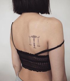 Hip Tattoos For Girls, Balance Tattoo, Girl Shoulder Tattoos, Girl Thigh Tattoos, Goddess Of Justice, Girl Neck Tattoos, Thigh Tattoo Designs