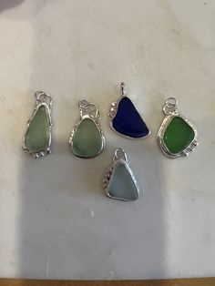 Everyday Silver Glass Jewelry, Tab Setting, Handmade Silver Recycled Glass Necklace, Ocean-inspired Silver Glass Jewelry, Blue Recycled Glass Jewelry With Ocean-inspired Style, Sea Glass Silver Jewellery, Seaglass Jewellery, Jewelry Making Rings, Ocean Inspired Jewelry