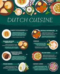 Dutch cuisine menu or Netherlands food dishes Dutch Cuisine The Netherlands, Asian Food Party, Typical Dutch Food, Yummy Asian Food, Netherlands Food, Dutch Cuisine, Authentic Asian Recipes, Food Doodles, Vector Frame