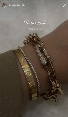 Gold Wrist Stack, Xoxo Jewelry, Wrist Stack, Dope Jewelry Accessories, Tiffany Bracelets, Expensive Jewelry Luxury, Wrist Jewelry, Luxe Jewelry, Dope Jewelry