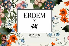 an advertisement for the erdem x art fair with flowers and leaves on it