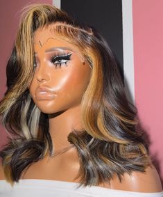 Bday Hair, Blonde Highlights On Dark Hair, Exotic Hairstyles, Wig Ideas, Creative Hair Color