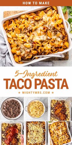 How to Make Taco Pasta Taco Pasta Casserole, Easy Dinner Casserole Recipes, Taco Pasta Bake, Cheesy Taco Pasta, Dinner Casserole Recipes, Easy Hamburger, How To Make Taco, Taco Pasta, Pasta Shells