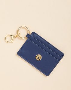 Navy Key Chain Card Holder from Spartina 449 Cute Keychains For Car Keys, Car Keychain Ideas, Key Chain Wallet, Keychain Pouch, Keychain Ideas, Blue Keychain, Vinyl Exterior, Spartina 449, Key Pouch