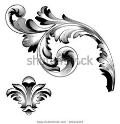 an ornate black and white design with swirls on the side royaltyvectore