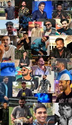 a collage of many different men smiling and posing for the camera with their faces