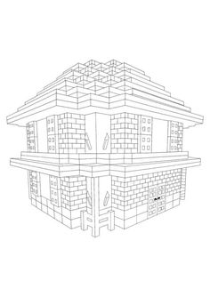 a drawing of a house made out of bricks