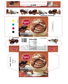 three boxes of rocky road chocolates are shown in the box and on the side