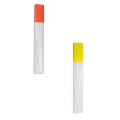 two white and yellow plastic pens on a white background