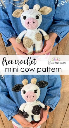 Free Mini Crochet Cow Pattern - Grace and Yarn Pink Cow Crochet Pattern, Kawaii Cuddler Crochet Pattern Free, Free Kitty Crochet Pattern, Easy Crochet Stuffy, Free Plush Amigurumi Patterns, Pop Culture Crochet Patterns, Premier Parfait Yarn Crochet Patterns, Free Arigumi Animal Patterns, Free Animal Crochet Patterns Easy