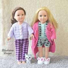 two dolls are standing next to each other