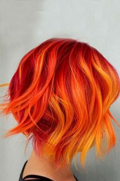 Orange And Red Hair, Sunset Hair Color, Cheveux Oranges, Short Ombre Hair