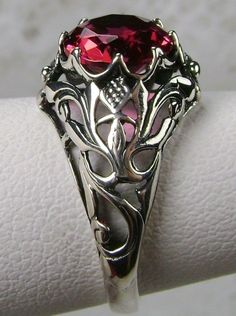 Ruby Ring, sterling silver floral filigree, daisy design #D66 Floral Filigree, Red Ring, Red Rings, Daisy Design, Gorgeous Ring, Star Ruby, Red Band, Ruby Stone, Sterling Silver Filigree