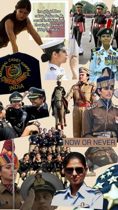 the collage shows many different people in uniform, including police officers and other things